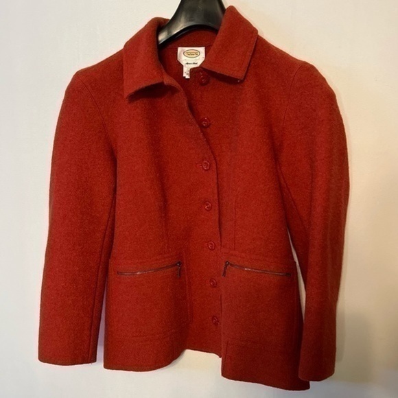Talbots Womens Sz M Coat Jacket Rust Alpaca Wool Blend Button Front Pockets. - Picture 1 of 8
